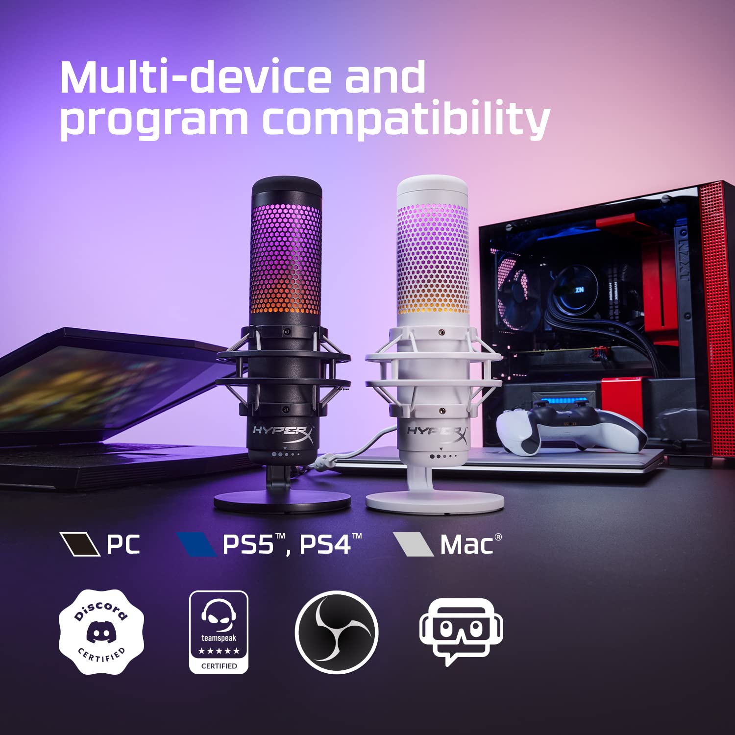 HyperX QuadCast S - USB Microphone (White) - RGB Lighting HyperX QuadCast S - USB Microphone (White) - RGB Lighting